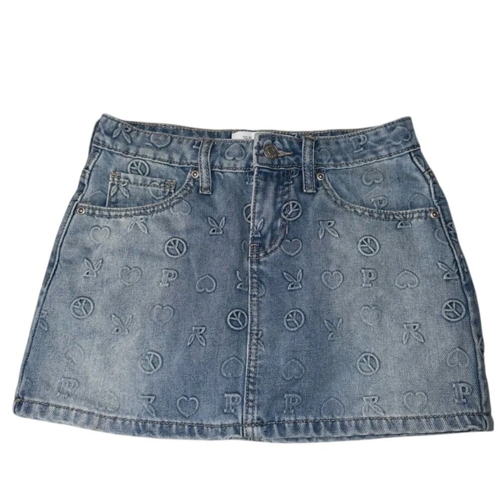 Vintage Y2K Playboy Embossed Denim Skirt XS / 26